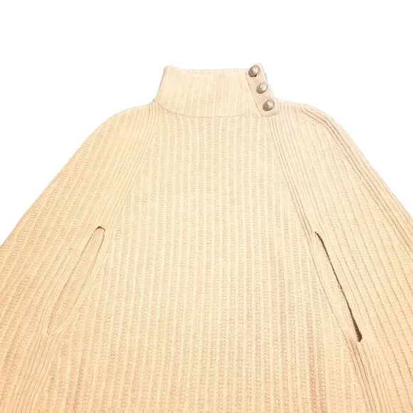 Zadig & Voltaire Poncho Cape Sleeve Cashmere Sweater Brown One Size Turtleneck - Picture 2 of 9